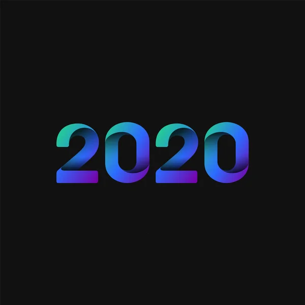 Azul e dobrado '2020' para o ano novo, ilustração vetorial —  Vetores de Stock