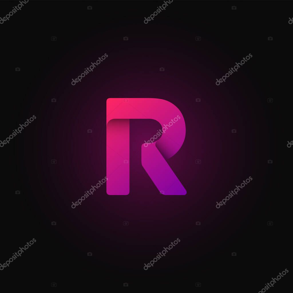 Pink paper folded character from a typeset, vector illustration