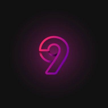 Pembe katlanmış çizgi karakteri bir yazı tipinden, vektör illüstrasyonundan