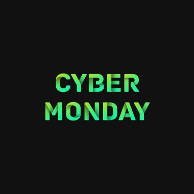 Katlanmış kağıt kelime 'CYBER Monday' koyu arkaplan, vektör illüstrasyon