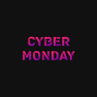 Katlanmış kağıt kelime 'CYBER Monday' koyu arkaplan, vektör illüstrasyon