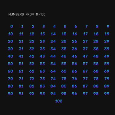 0 'dan 100' e kadar sayılar için katlanmış kağıt seti koyu arkaplan, vektör illüstrasyonu