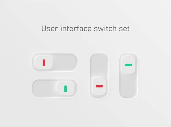 Подробные Белые Переключатели Пользовательского Интерфейса Веб Сайтов Мобильных Приложений Векторная — стоковый вектор