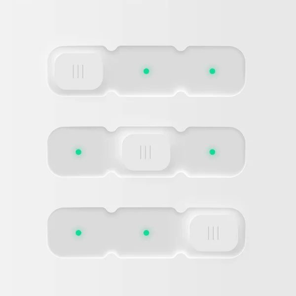 Conjunto Controle Deslizante Interface Usuário Branco Muito Alto Detalhado Para — Vetor de Stock