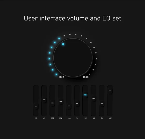Zeer Hoge Gedetailleerde Zwarte Gebruikersinterface Volume Voor Websites Mobiele Apps Vectorbeelden