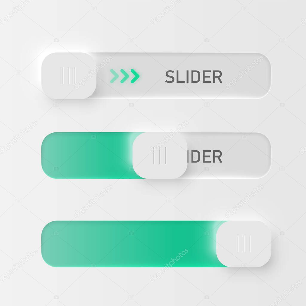 Very high detailed white user interface slider set for websites and mobile apps, vector illustration