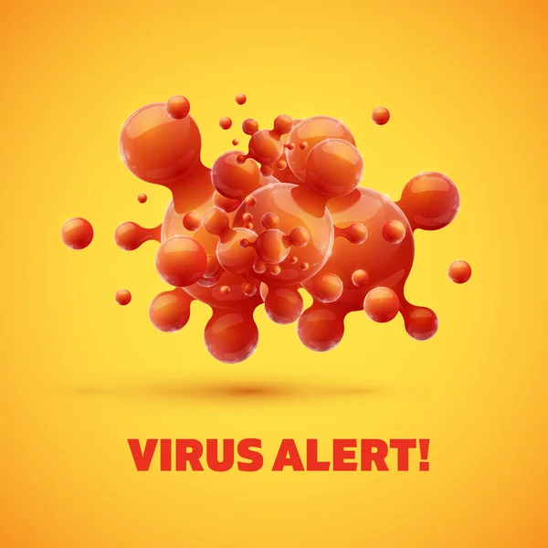 Ilustración Una Partícula Coronavirus Con Virus Alert Texto Ilustración Vectorial — Archivo Imágenes Vectoriales