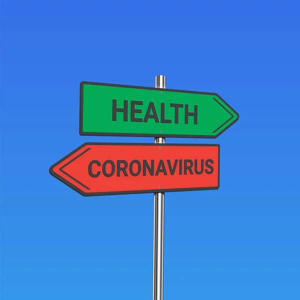 Señales Tráfico Verdes Rojas Con Texto Salud Coronavirus Ilustración Vectorial — Archivo Imágenes Vectoriales