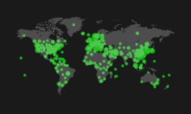 covid-19 virüsünün ülkeler tarafından yayılmasının haritası, vektör illüstrasyonu