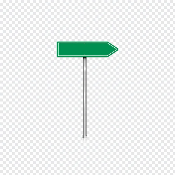 Realistic Green Road Sign Transparent Background Vector Illustration — Stock Vector
