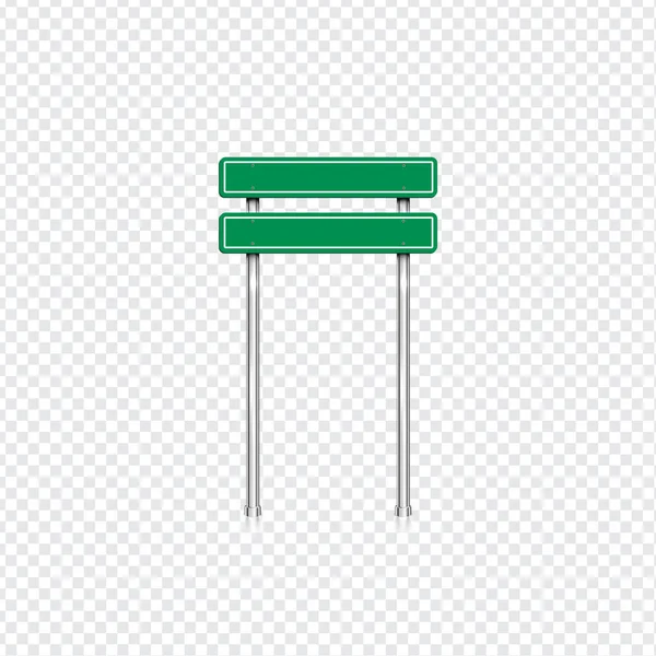 透明背景 ベクトルイラストと現実的な緑の道路標識 — ストックベクタ