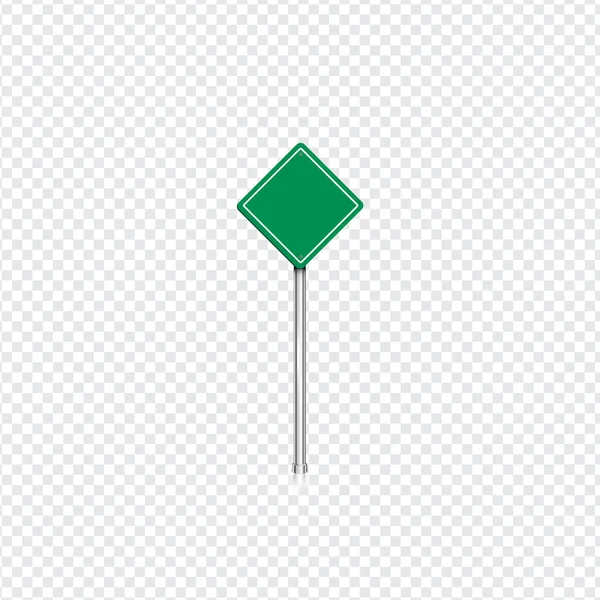 Realistic Green Road Sign Transparent Background Vector Illustration — Stock Vector