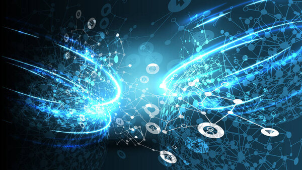 Голубая сеть с глобусом, векторная иллюстрация
