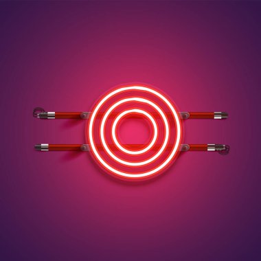 Mor / kırmızı yüksek detaylı neon karakter, vektör illüstrasyonu