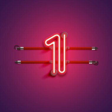Mor / kırmızı yüksek detaylı neon karakter, vektör illüstrasyonu