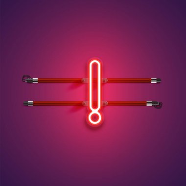 Mor / kırmızı yüksek detaylı neon karakter, vektör illüstrasyonu