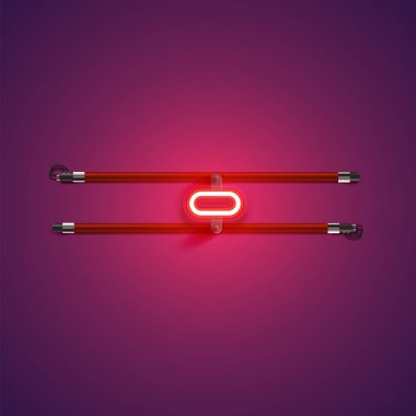 Mor / kırmızı yüksek detaylı neon karakter, vektör illüstrasyonu