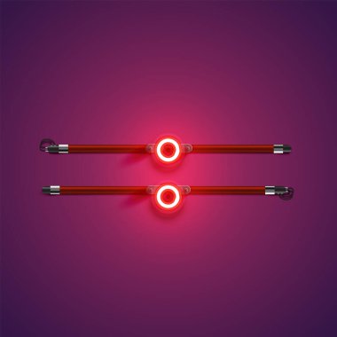 Mor / kırmızı yüksek detaylı neon karakter, vektör illüstrasyonu