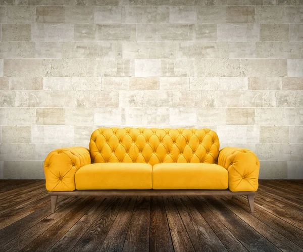 Sofa mewah kuning — Stok Foto