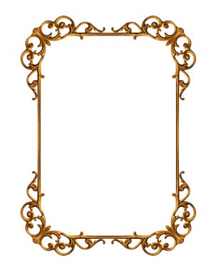 Altın çerçeve üzerinde beyaz izole