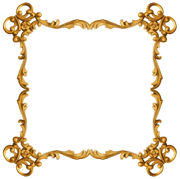 Quadro dourado isolado em branco — Fotografia de Stock