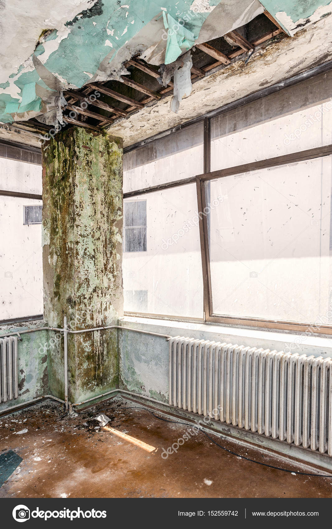 Ceiling Collapsed Due To Roof Damage Stock Photo C Wabeno