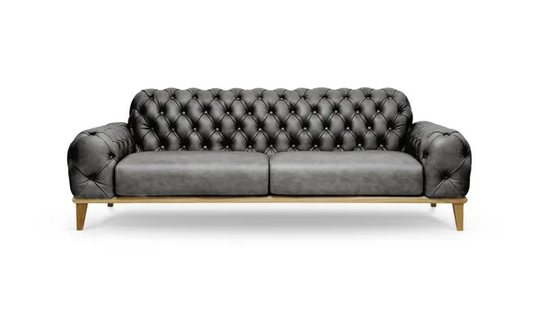 Schwarzes Leder luxuriöses Sofa — Stockfoto