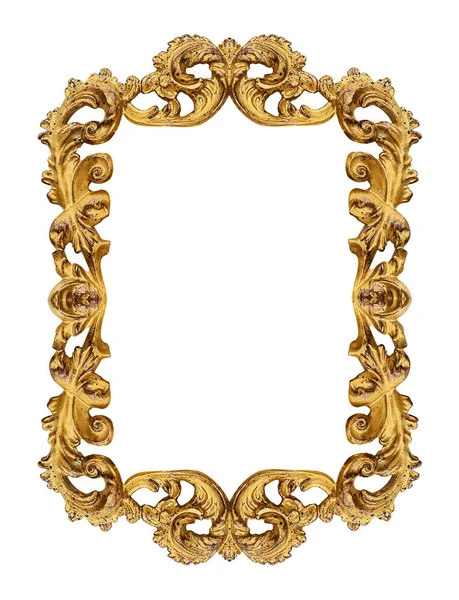 Винтажная золотая рамка, изолированная на белом — стоковое фото