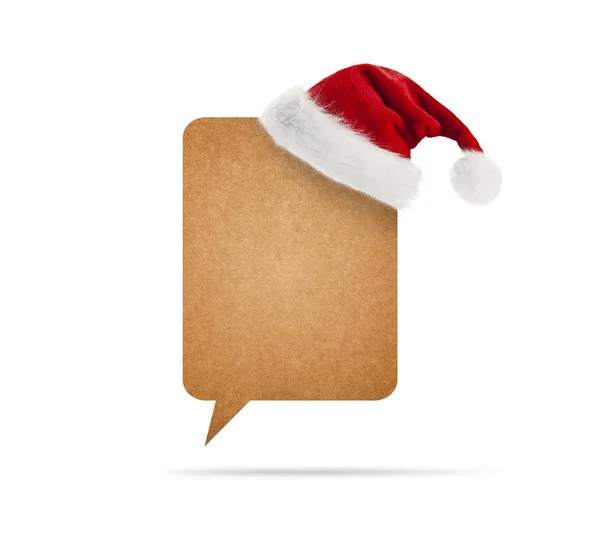 Kartonnen tekstballon en kerstman hoed — Stockfoto