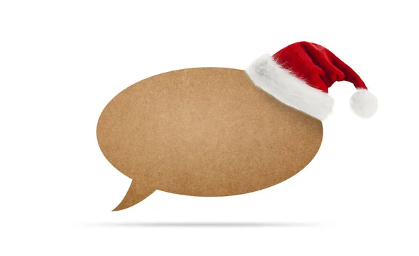 Burbuja de discurso de cartón y sombrero de Santa Claus — Foto de Stock