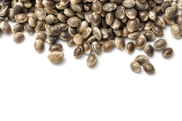 Hemp seeds on white — Stock Photo, Image