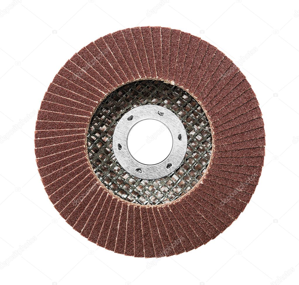 Абразивный диск для шлифовального станка изолирован на белом фоне ...