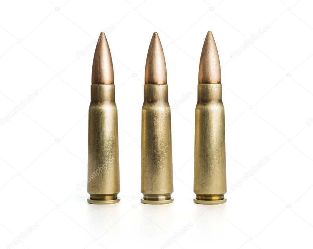 Three bullets on white background