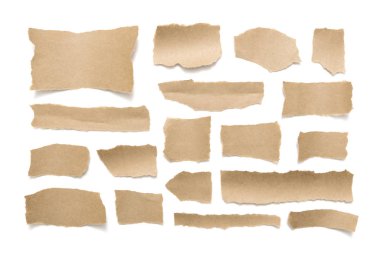 toplama gerçek kahverengi kağıt yırtık veya yırtık kağıt parçaları