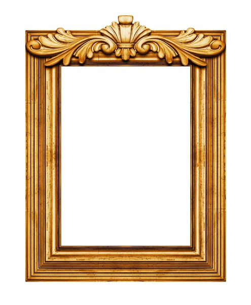 Houten Vintage Frame Geïsoleerd Witte Achtergrond Inclusief Knippad — Stockfoto