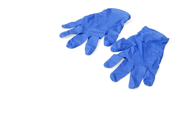 Blauwe Medische Handschoenen Witte Achtergrond Inclusief Knippad — Stockfoto