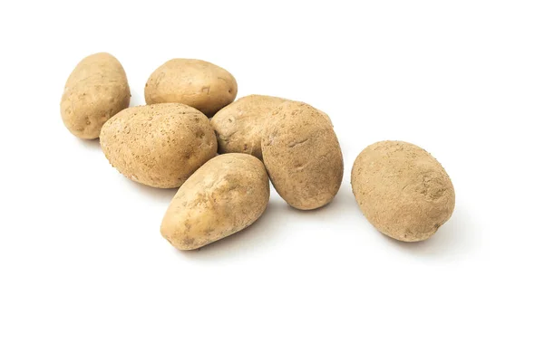 Rohe Erntekartoffeln Auf Weißem Hintergrund — Stockfoto