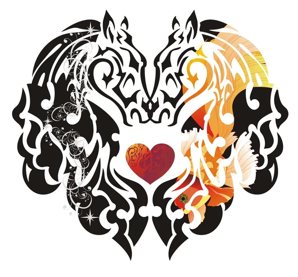 Ornate animal heart — Stock Vector