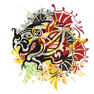 Grunge korkunç ejderha başlı