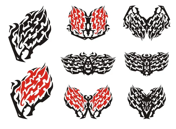 Tête de dragon flamboyante et les papillons d'elle — Image vectorielle