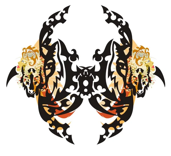 Tribal terrible mariposa — Vector de stock