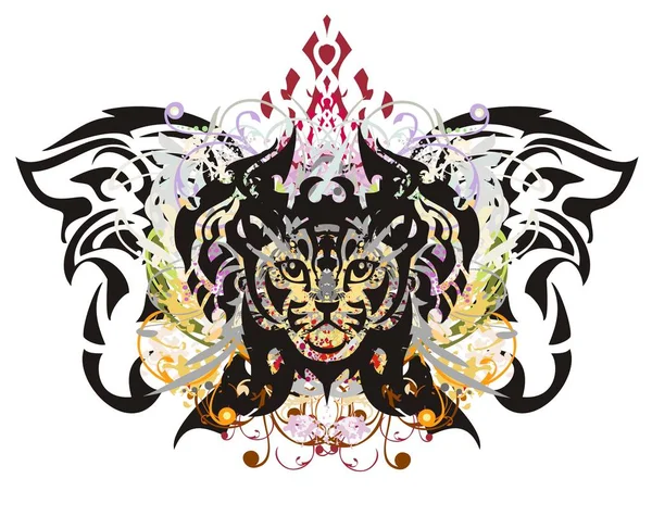 Grunge papillon avec la tête du chat — Image vectorielle