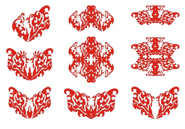 Coeur de bite rouge et symboles ornés de celui-ci — Image vectorielle