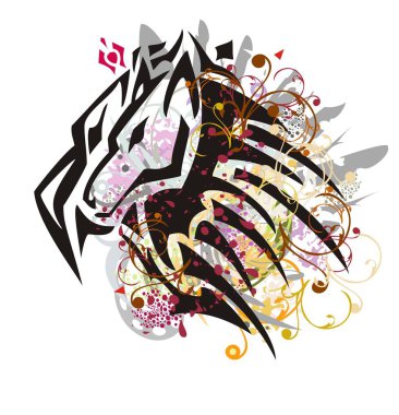 Grunge bitkin kurt baş sembolü