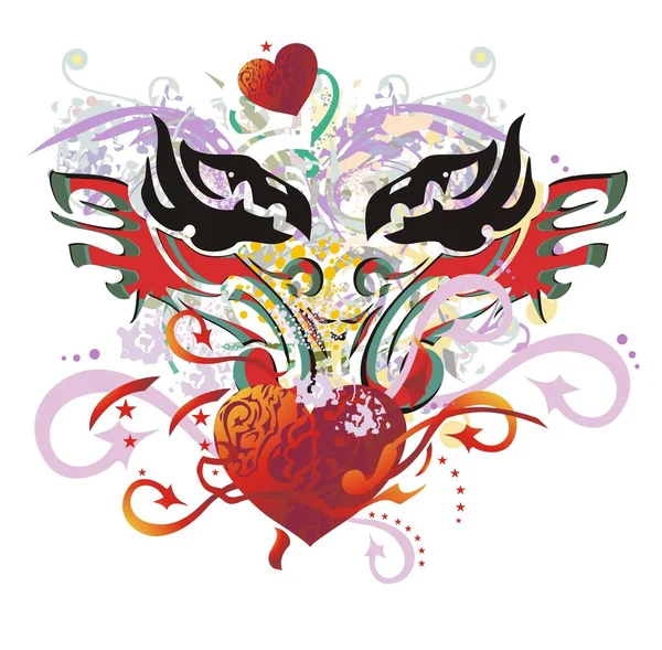 Grunge flamboyant aigle coeur éclaboussures — Image vectorielle