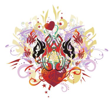 Grunge çift kartal kalp sıçraması