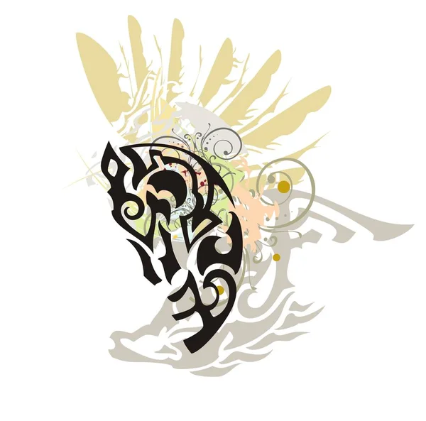 Éclaboussures de tête de cheval décorées colorées — Image vectorielle