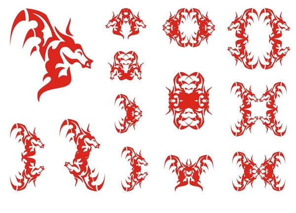 Vermelho jovem dragão símbolos — Vetor de Stock