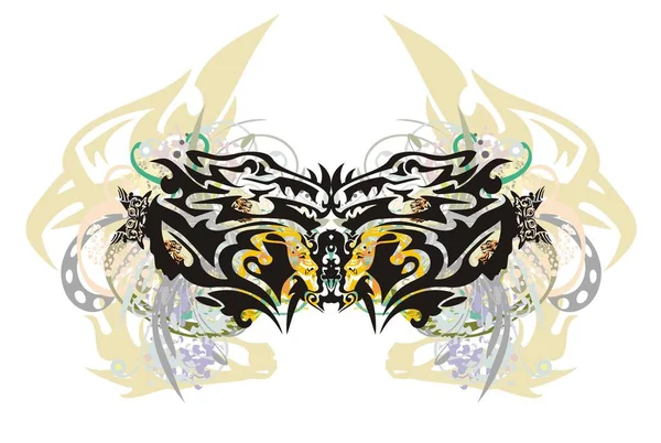 Neobvyklý barevný drak motýl cákance — Stockový vektor
