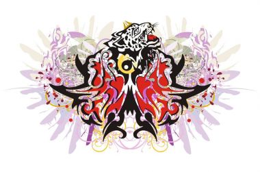 Grunge kelebek leopar kafa ile su sıçramalarına